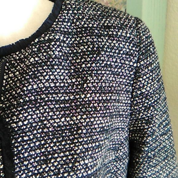Talbots Tweed Jacket With Fringe Trim - Picture 5 of 13